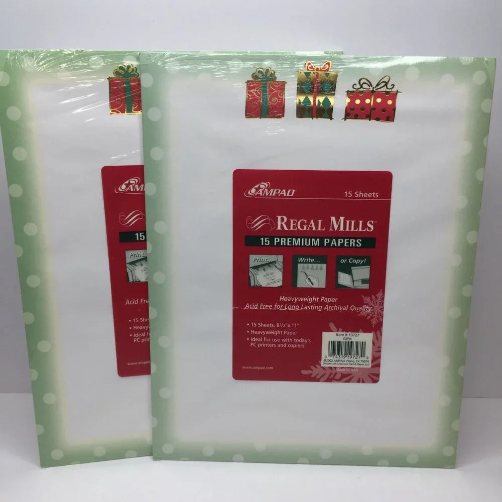2 Pack Ampad Regal Mills 15 Sheets Premium Heavyweight Paper Christmas Holiday